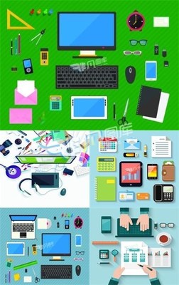 卡通辦公設備矢量素材合集 輕松提升創意效率，盡在非凡圖庫